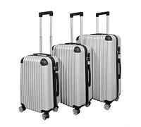 Panana Lightweight 3pcs/ 2pcs/ 20/24/28inch Hand Cabin Luggage Durable Hard Shell PP Suitcase Trolley Travel Holiday Case with 4 Wheels (Silver, 3pcs(20"+24"+28"))