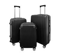 Panana Lightweight 3pcs/ 2pcs/ 20/24/28inch Hand Cabin Luggage Durable Hard Shell PP Suitcase Trolley Travel Holiday Case with 4 Wheels (Black, 3pcs(20"+24"+28"))