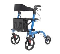 Panana Lightweight Folding Rollator, 4 Wheels Mobility Walker with Seat, Break, Adjustable Handle, Cane Holder & Storage Bag,Foldable Walking Aid (Blue)