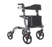 Panana Lightweight Folding Rollator, 4 Wheels Mobility Walker with Seat, Break, Adjustable Handle, Cane Holder & Storage Bag,Foldable Walking Aid (Grey Color)