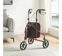 Panana Lightweight Folding Rollator, 4 Wheels Rollator Mobility Walker with Padded Seat, Lockable Brake and Carry Bag (20cm 3 Wheels Red)