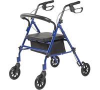 Panana Folding Rollator, 4 Wheels Rollator Mobility Walker with Padded Seat, Lightweight,Lockable Brake and Carry (15cm Wheels Blue)