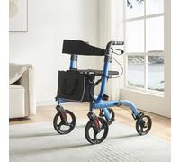 Panana Lightweight Folding Rollator, 4 Wheels Rollator Mobility Walker with Padded Seat, Lockable Brake and Carry Bag (20cm Wheels Blue)