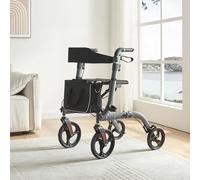 Panana Lightweight Folding Rollator, 4 Wheels Rollator Mobility Walker with Padded Seat, Lockable Brake and Carry Bag (20cm Wheels Grey)