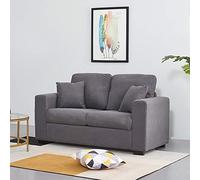 Panana Linen Fabric 2 Seater Sofa Mordern Corner Group Sofa Settee Couch Lounge Sofa Living Room Sofa with 2 Back Cushions, Removable & Washable Cushion Cover (Grey, 2 Seater)