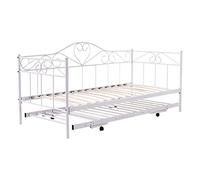 Panana Metal Bed Frame Day Bed 3ft Single Sofa Guest Bed in Black/White (White)