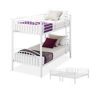 Panana Metal Bunk Bed Frame, 2 x 3FT Single 2-Storey Bed Frame Children's Bed room Furniture Double Sleepers Bed Frame Bed Sets - No Mattress Included (White)