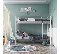 Panana Metal Kids Bunk Bed Twin Sleeper Modern Children 3FT Single Bed Frame Bedroom Furniture (White)