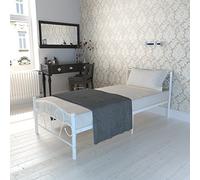 Panana Metal Single Bed Frame 3FT Single White Bed Solid Bedstead Base Platform with Headboard and Footboard Slats Sturdy for Girls Kids Adults Bedroom Furniture (3ft Single)