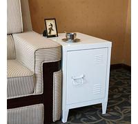 Panana Metal Storage Cabinet Metal File Cabinet Organiser Unit Small Bedside Table Nightstand Side Table for Living Room Bedroom (White)
