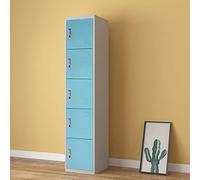 Panana Metal Storage Lockers, Blue & Grey Steel Lockable Unit, Staff Gym School Changing 1800mm H*380mm W*450mm (Sky Blue, 5 Door)