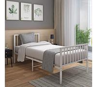 Panana Modern Design 4FT Metal Bed Frame Double Bed Frame Platform with Headboard and Footboard for Adults Teenagers Bedroom White
