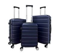 Panana Modern Design Travel Case Hard Shell Cabin Suitcase Set 4 Wheels Luggage Trolley Case Lightweight with TSA Lock(Blue-3PCS)