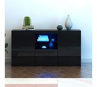 Panana Modern Sideboard High Gloss Fronts Storage Cabinet Cupboard with RGB LED Lights Living Room Hallway Black