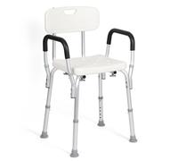 Panana Non-Slip Shower Chair with Arms & Back, Height Adjustable Shower Stool with Aluminium Frame, Bath Seat with Drainage Holes for Elderly, Disabled, Pregnancy & Post Surgery, Tool-Free Assembly