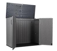 Panana Outdoor Storage Shed Box, Weather Resistant Plastic Garden Utility Chest, 4.6x2.2FT Lockable with Hydraulic Hinges (4.6x2.2FT Shed)