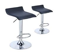 Panana Pair of Bar Stools, Breakfast Bar Stool with Chrome Footrest and Base Adjustable Swivel Gas Lift PU material Comfy Pub Dining Padded Kitchen counter Stool (Black)