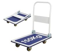Panana Platform Truck, Foldable Trolley with 150kg Load Capacity, Push Hand Cart, Flat Bed Moving with Swivel Wheels for Loading and Storage White