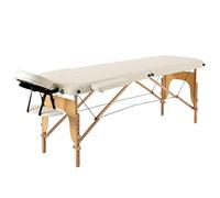 Panana Portable Folding Massage Table Wooden Frame Adjustable Height Beauty Tattoo SPA Bed (Beige)