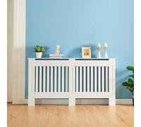 Panana Radiator Cover, Traditional Wood Grill Design MDF Wood Cabinet Radiator Covers, White (L-152cm Width)