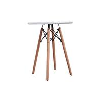 Panana Round Dining Table Eiffel Designer Small Table with Wood Legs 80cm Side/End/Sofa/Coffee Table Dining Room Living Room White