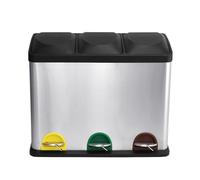 Panana Rubbish Bin with Lids for Kitchen / 45 Litre Capacity / 3 * 15L Inner Buckets (45L (15L+15L+15L) (Silvery, 45L)