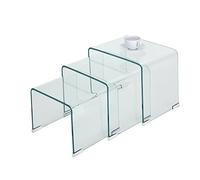 Panana Set of 3 Coffee Table Nesting Coffee End Tables Modern Occasional Side Table Console Tabl for Living Room Office Kitchen Lounge Bedroom, 10mm Tempered Glass Coffee Table (Clear)