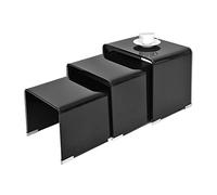 Panana Set of 3 Coffee Table Nesting Coffee End Tables Modern Occasional Side Table Console Tabl for Living Room Office Kitchen Lounge Bedroom, 10mm Tempered Glass Coffee Table (Black)