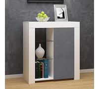 Panana Sideboard Modern Cabinet Matt Body and High Gloss Fronts Sideboard 12colors LED Lighted WxHxL 35x83x75cm (Brown)