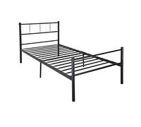 Panana Single Metal Bed Frame, 3FT Modern Design Bed Base with Strong Metal Slats, Headboard and Footboard bedroom furniture for Kids Adults (Black)