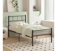 Panana Single Metal Bed Frame, 3FT Modern Design Bed Base with Strong Metal Slats, Headboard and Footboard bedroom furniture for Kids Adults (Black)