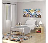 Panana Single Metal Bed Frame, 3FT Modern Design Bed Base with Strong Metal Slats, Headboard and Footboard bedroom furniture for Kids Adults (Grey)