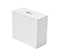Panana Small Laundry Cabinet Wooden Storage Box Clothes Cupboard Bin Basket Hamper Unit Lid Bathroom Bedroom White
