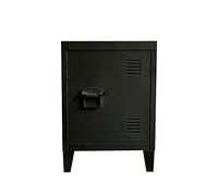 Panana Small Metal Storage Cabinet Industrial Vintage Locker Side Table Bedside Table (Black)