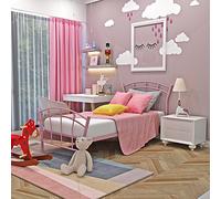Panana Stylish Lovely pink Metal Bed Frame 3FT SINGLE Bed Base Crown Shape Kids Bedroom Furniture
