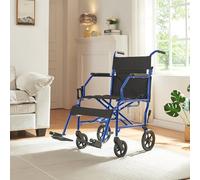 Panana Ultra Lightweight Foldable Transport Wheelchair for Adults,19-Inch Seat Width,Portable Folding Travel Wheelchair (Blue)