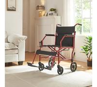 Panana Ultra Lightweight Foldable Transport Wheelchair for Adults,19-Inch Seat Width,Portable Folding Travel Wheelchair (Red)