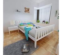 Panana White 4.6FT Double Bed Solid Wooden Bedroom Furniture Bed Frame