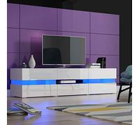 Panana White Large Modern 177cm TV Unit Stand Cabinet High Gloss And Matt with Free LED