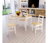 Panana Wooden Dining Table Set with 4 Chairs Contemporary Dining Furniture Three Color for Choice (Natural)
