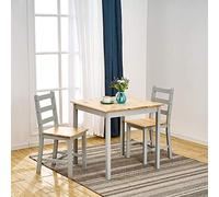 Panana Wooden Dining Table with 2 Chairs Contemporary Dining Set Kitchen Dining Room Set (Grey Natural)