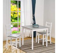 Panana Wooden Dining Table with 2 Chairs Contemporary Dining Set Kitchen Dining Room Set (Grey with White)