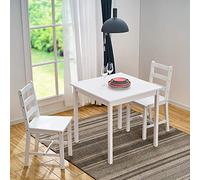Panana Wooden Dining Table With 2 Chairs Contemporary Dining Set Three Colors (Full White)
