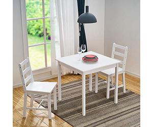 Panana Wooden Dining Table With 2 Chairs Contemporary Dining Set Three Colors (Full White)