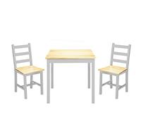 Panana Wooden Dining Table With 2 Chairs Contemporary Dining Set Three Colors (Grey)