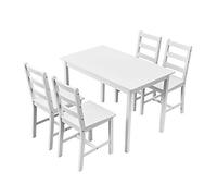 Panana Wooden Dining Table with 4 Chairs Sets Contemporary Dining Room Furniture (White)