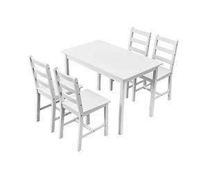Panana Wooden Dining Table with 4 Chairs Sets Contemporary Dining Room Furniture (White)