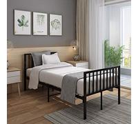 PananaHome 4FT Metal Bed Frame Small Double Bed Frame Platform with Headboard and Footboard Kids Children Adults Bedroom Black
