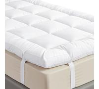 Pananan Microfibre Mattress Topper,Double 6cm Thick Hotel Quality | Zoned Filling with Elasticated Corner Straps,Washable & Breathable for Restful Sleep, 137x190cm