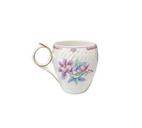 PANAOAHU 12oz Bone China Coffee Tea Mug, Floral Pattern Ceramic Cup with Gold Trim, Elegant Mug Gift with Handle for Women, Vintage Coffee Mug for Home, Office & Daily Use